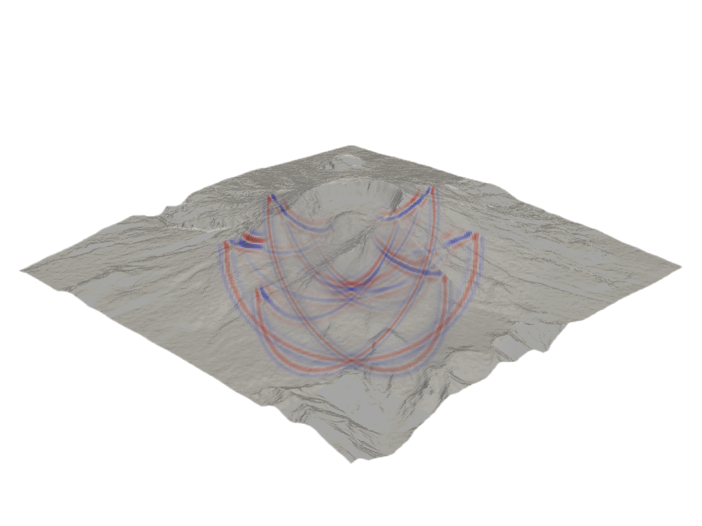 Wave propagation around the complex topography of Mount St. Helens